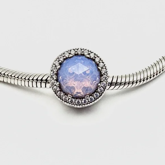 Pandora Sterling Silver Radiant Hearts Charm with Opalescent Pink Crystal - Picture 2 of 4